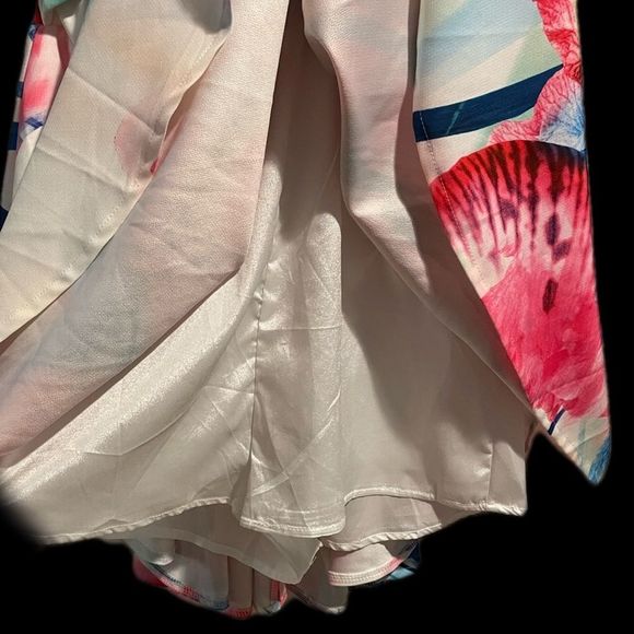 Impressions Structured Abstract Floral Cutout Spaghetti Strap Romper - Picture 3 of 7